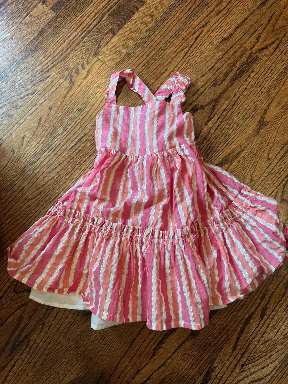 Pink & White Striped Girls' Summer Sundress